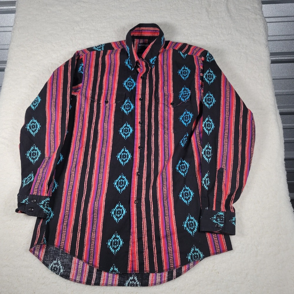Vintage 90s Wrangler Brushpopper Cowboy Cut Western Shirt Mens 16.5-34 Striped